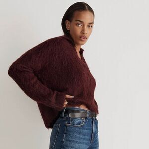 Madewell Women's V-Neck Sweater in Rich Burgundy